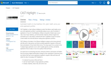 CAST Highlight on Azure Marketplace