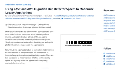 Monolith to microservices acceleration with CAST Imaging + AWS Migration Hub Refactor Spaces