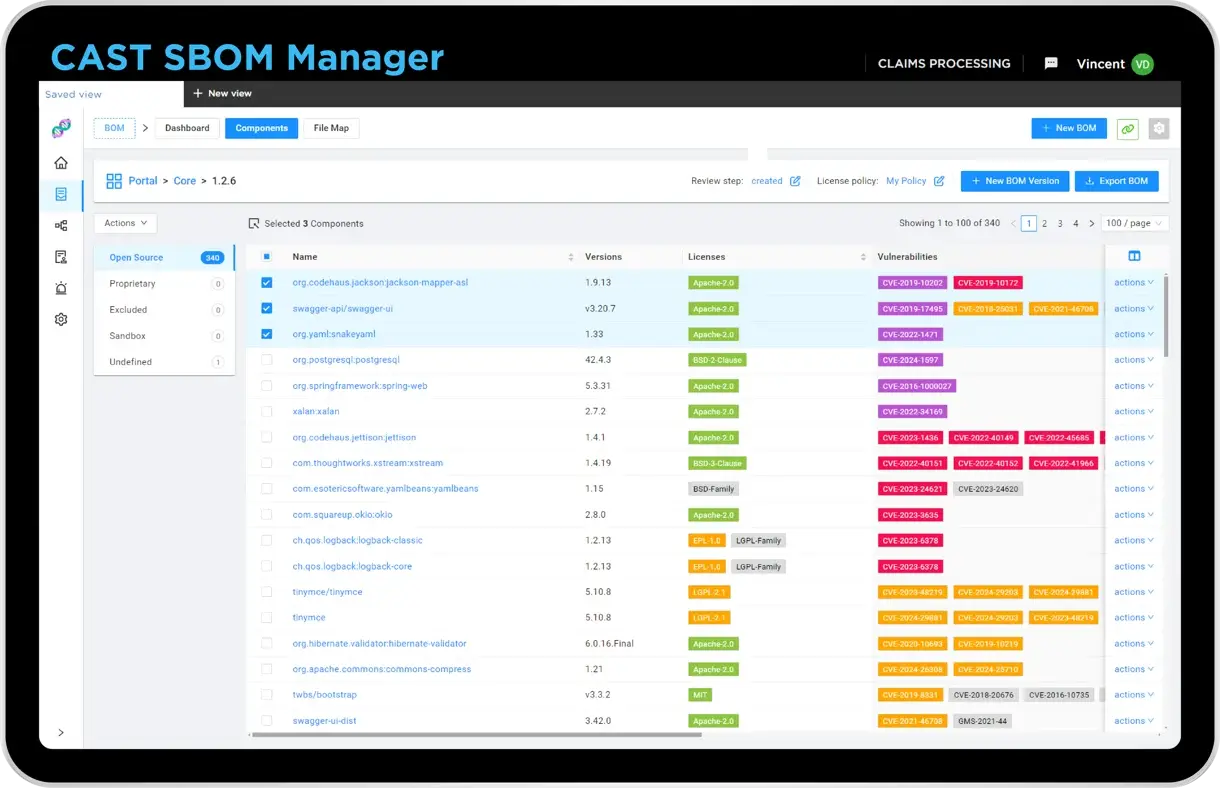 CAST SBOM Manager – the ‘Power User’ Interface for SBOMs